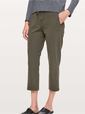 Lululemon Dark Olive On The Fly Cropped 23” Pant